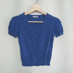 ◇ ⊂ ef-de 半袖 ニットカーディガン サイズ9 ブルー レディース E  【1409100056570】