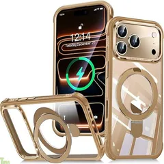 【米軍MIL規格&隠れスタンド】Bluoocase iPhone 17 Pro Max 用 ケース MagSafe対応 横縦両立・角度自由調整 クリア 黄変防止/指紋防止/滑り止めエッジ いphone17promax ケース 耐衝撃 高耐久性 レンズ.