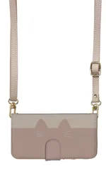 Galaxy S23 SC-51D SCG19 ケース 手帳型 ギャラクシーS23 スマホケース スマホショルダー レザー ストラップ 猫 ネコ 黒猫 シンプル かわいい ピンク 調節可能 130cm  カラー01