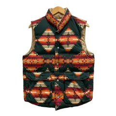 デニム&サプライ ラルフローレン DENIM & SUPPLY RALPH LAUREN ダウンベスト ノースリーブ ハイネック 総柄 S 緑 グリーン ベージュ 白 ホワイト オレンジ 赤 レッド メンズのサムネイル