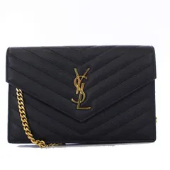 サンローラン パリ SAINT LAURENT PARIS エンベロープ キルティング チェーンウォレット ショルダーバッグ クラッチバッグ 2WAY レザー カサンドラ ゴールド金具 黒 ブラック 393953 /KH ■OH ▲Hのサムネイル