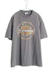 【お得なクーポン配布中!】 ハーレー ダビットソン 両面 プリント Tシャツ メンズ XL 程 古着 オフィシャル ヘビーウェイト スカル バイク グラフィック 大きいサイズ