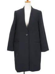 ナノユニバース nano universe コート ノーカラー ウール混 F 紺 ネイビー