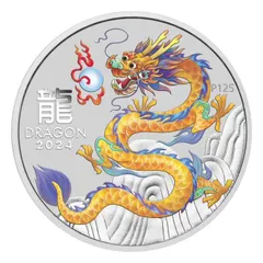 2023年 新品  赤金彩カラー 『 赤龍 ＆ 金鯉 』 銀貨 1 オンス 純銀 2023-P Australia $1 1-oz Silver Chinese Myths & Legends
