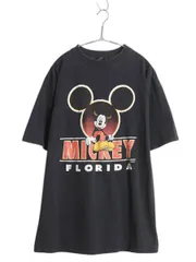 【お得なクーポン配布中!】 90s ミッキー イラスト プリント Tシャツ メンズ レディース XXL / オールド ディズニー オフィシャル キャラクター 大きいサイズ ブラック