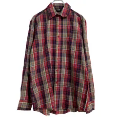 Quality fashion 長袖 チェックシャツ M レッド ブルー グリーン マルチカラー 薄手 ボタンダウン 古着卸 アメリカ仕入 a701-5132