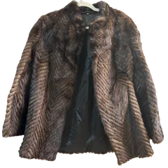 【送料無料】毛皮コート/ファーコート/カットミンク/ダークブラウン/レディース/サイズ13/中古品