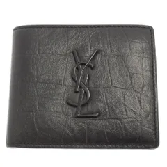 SAINT LAURENT PARIS (サンローランパリ) 型押しレザー 2つ折り財布 コンパクトウォレット ブラック 453276のサムネイル