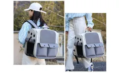 玉城　ペット猫 犬 キャリー リュック リュック バックパック 折りたたみ式 カーテン付き ペットキャリー キャリーバッグ 大容量 通気性 安定性 小型犬 猫 小動物適用 旅行 災害避難 最適 4色