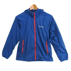 モンベル マウンテンパーカー ジャケット アウター ライトシェルパーカ キッズ 男の子用 160サイズ ブルー mont-bell 【中古】