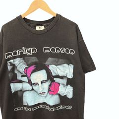 90s ビンテージ MARIVYN MANSON 両面プリント バンド Tシャツ Lサイズ ブラック 90年代 マリリンマンソン ロックT バンT