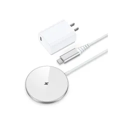 【熱くならない】NANAMI マグネット式 ワイヤレス充電器 (20W出力のUSB-Cアダプター付属) - 超強力 N52磁石採用 超薄型 MagSafe対応 置くだけ充電器 iPhone 16/15/14/13/12 全シリーズ AirPods 4/3/ 1