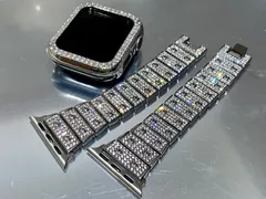 Apple Watch  高品質　ステンレスバンド　キラキラ　画面保護カバー　アップルウォッチケース　銀