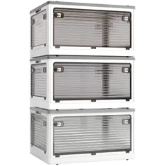 複数のサイズ 車用 各種カラー（S3個セット40.5cm*29cm*24cm28.2L） 家庭用 大容量 強い耐荷重 厚み 透明 無臭 防湿 防カビ 防塵 多機能 組立簡単 おしゃれ キャスター付き プラスチック 大型 ボックス コンテナ 折り畳み 収納 小物