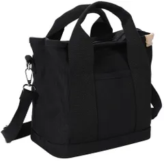 [Byease] ミニトートバッグ 帆布 トートバッグ ショルダーバッグ ランチバッグ 弁当バッグ 2way キャンバス 3つ仕切り 大容量 軽量 肩掛け 斜め掛け 手持ち 手提げ 自立 小さめ 帆布 レディース メンズ ファスナー付き ミニ ラック 小物収 