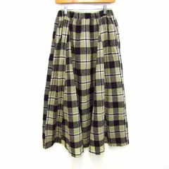 サマンサモスモス フレアスカート チェック柄 ボトムス レディース Fサイズ ベージュ系×ネイビー SM2 【中古】