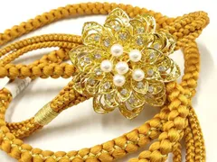 平和屋着物●和装小物　振袖用帯締め　装飾　パール　ラインストーン　金糸　逸品　未使用　AAAW4496ay