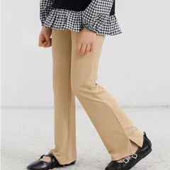 Bee【クーポン利用で20％OFF♪】リブ地フレアパンツ◇Nミルクティ◇韓国子供服 韓国子ども服 韓国こども服 キッズ 女の子 ガールズ 100 110 120 130 140 150