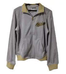 訳あり アディダス レディース ベロア トラックジャケット 上下 Mサイズ グレイ adidas ジャージ スポーツ セットアップ パンツ