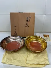 京焼　嶋台茶碗　茶碗２口　和楽造　金箔　銀箔　赤楽　焼き物 赤楽嶋台茶碗 川崎和楽造 共箱 : 茶道具商 越中屋 - 通販