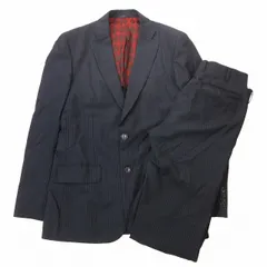 ナゴヤビスポークジェイ 758 Be Spoke.J ピンストライプ 春夏 シングル スーツ テーラード ジャケット アーガイルチェック裏地 2B ブレザー パンツ ストレート スラックス ボトムス セットアップ 紺 ネイビー レッド メンズ