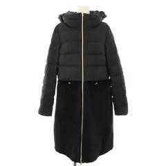 ヘルノ HERNO 異素材ミックスダウンコート アウター フード 切替 アルパカ 42 黒 ブラック CA0246D /YT