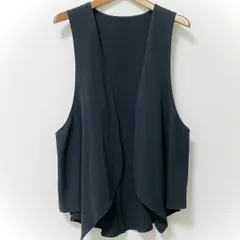 #snc シセンドウ 詩仙堂 ヒトシタムラ ベスト ジレ 黒 ちりめん シンプル 美品 レディース [969451]