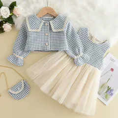 100☆110☆120☆130☆ キッズフォーマル ワンピース2点セット ジャケット ツイード チュールスカート チュールワンピース ブルー 水色  女の子 卒業式 入学式 卒園式 入園式 謝恩会 結婚式 発表会 パーティー ダンス衣装