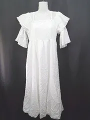 ◇ ⊂ ◎ ●未使用● Heather タグ付き オフショルダー バルーン 五分袖 膝下丈 ワンピース サイズS ホワイト レディース E  【1506250010763】