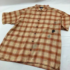（K0813008）patagnia パタゴニア　メンズ半袖カジュアルシャツ　オレンジ系チェック　men's L