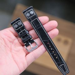 パイロット用 時計ベルト バンド　クロコダイル ワニ革 IWC パイロットウォッチ 交換ベルト 20ｍｍ 21mm 22mm