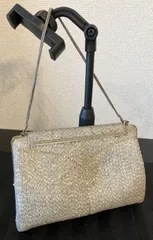 【総ビーズ】レトロ可愛い！繊細きらめくビーズバッグ　昭和初期　（白・シルバー・透明）