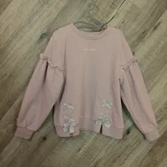 M1-02029【Kids】amy FAM(エニイファム) 長袖 トレーナー 女の子 (130) / ピンク系 全体的に毛羽立ち有 表、中央下に汚れ有