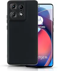JACRON For Motorola Edge 50 Pro ケース 耐衝撃 落下防止 薄型 ストラップホール付き 柔軟 砂艶消しの質感 ほこりが付かない 滑り止め スマートフォンケース(ブラック)