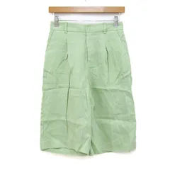 ザラ クロップドパンツ ボトムス バミューダ ハーフパンツ リネン レディース XSサイズ グリーン ZARA 【中古】