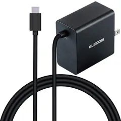 新品 エレコム ノートPC用ACアダプター PD対応 45W Type-Cケーブル一体型 GaN(窒化ガリウム) 2m ブラック ACDC-PD0845BK