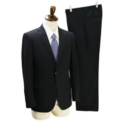 green label relaxing 2つボタン シングルスーツ Y5 M ダークグレー シャドーストライプ ノータック 春秋冬 3121-111-0955  5NA055 【送料無料】【中古】【メンズビジネス】202501