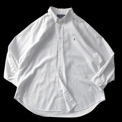 ■古着 RALPH LAUREN ラルフローレン ボタンダウンシャツ CLASSIC FIT 長袖 白 ワンポイントポニー 17 1/2 32/33 MEN'S XL相当【J1126】