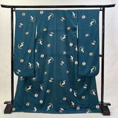 中振袖 振袖 正絹 中古品 緑 緑色 HZYA009