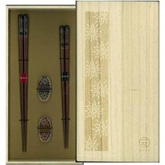 一双 桐箱箸置付夫婦箸 華花火 お箸と箸置きのセット ギフトセット ペア