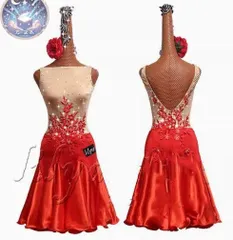 新品 未使用 新作 新色 ラテンワンピース ラテンドレス 刺繍 ブラック＋ホワイト オーダーメイド