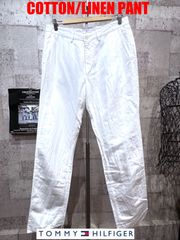 イタリア製 トミーヒルフィガー 綿麻 パンツ 白 ホワイト 36/32 コットン リネンパンツ スラックス TOMMY HILFIGER