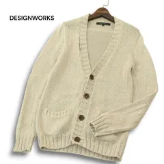 DESIGNWORKS デザインワークス アバハウス 麻 リネン混 Vネック ローゲージ ニット カーディガン Sz.46　メンズ ベージュのサムネイル