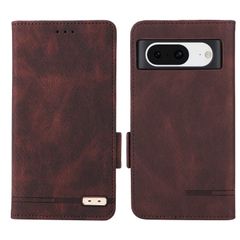 【在庫処分】スタンド 機能 ポケット 携帯電話ホルスター財布携帯電話 ノートブック型携帯電話保護カバー ケース ホルダ ケース PUレザー 耐衝撃 手帳型 8 カバー Pixel Google ケース（茶色） For