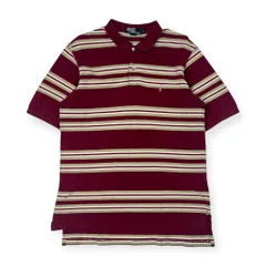 90s 00s Polo by Ralph Lauren ラルフローレン ボーダー 鹿の子 半袖 ポロシャツ L/ボルドー系 メンズ ビンテージ