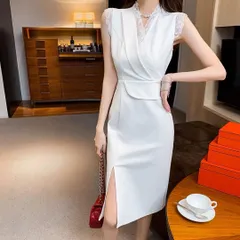 清潔感ある綺麗めワンピース?チラリと見えるレース?結婚式 パーティー　ひざ丈