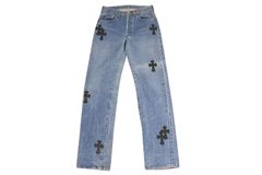 極美品 CHROME HEARTS クロムハーツ LEVI'S 505 U VNTG JEAN クロスパッチデニムパンツ インディゴブルー サイズ27 中古 4b001965