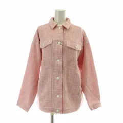 エモダ EMODA ソフトツイードオーバージャンパー Soft tweed overジャンパー ツイードジャケット ブルゾン ロゴボタン オーバーサイズ S ピンク /XZ ■GY99のサムネイル