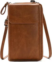 FairyPomu スマホショルダー スマホポーチ お財布ショルダー ショルダーバッグ 斜めがけ スマホポシェット 軽量 小さめ メンズ レディース(ブラウン)