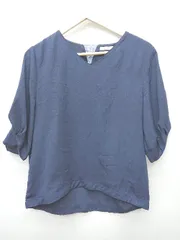 ◇ ⊂ Chez toi シェトワ ボリュームスリーブ 半袖 シャツ　ブラウス サイズF ネイビー レディース P  【1409250018633】